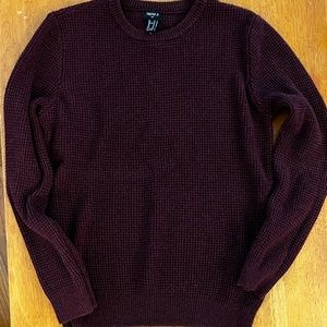Men’s Waffle Knit Sweater (Medium/Burgundy/Forever 21)